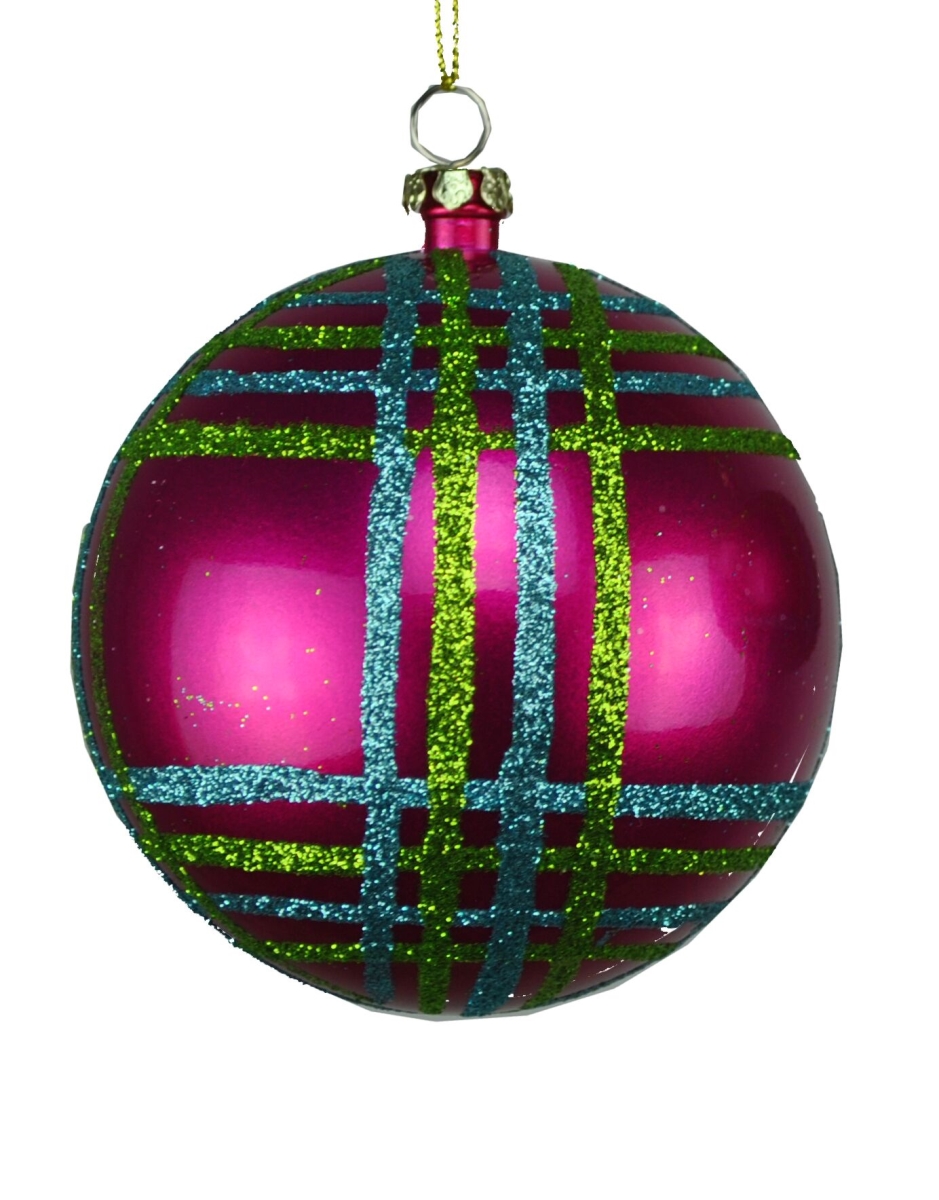 80 mm Fuchsia, Teal, Lime Green Ball Ornament