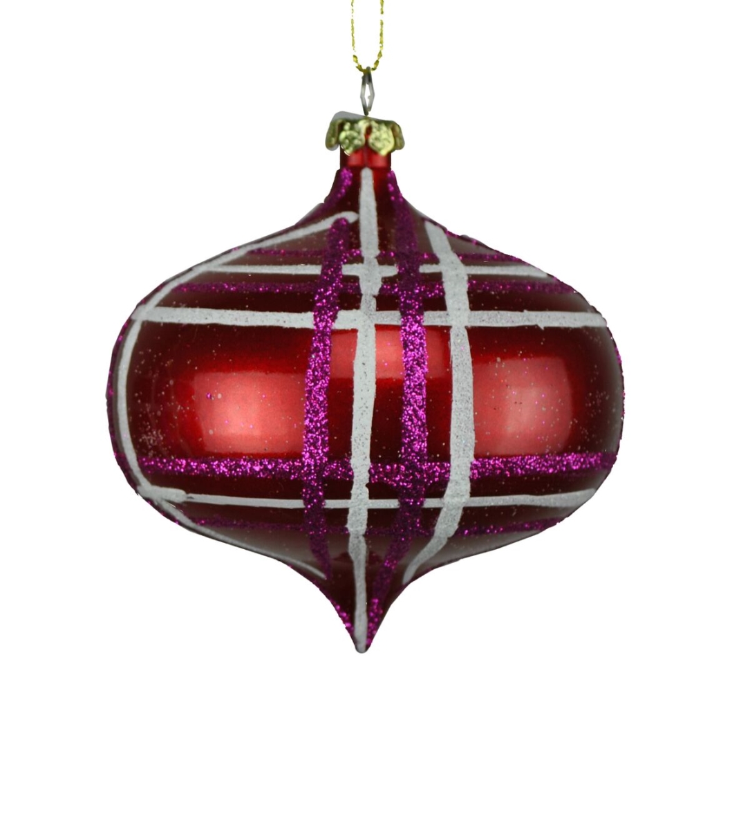 100 mm Red, Fuchsia & White Stripe Ornament