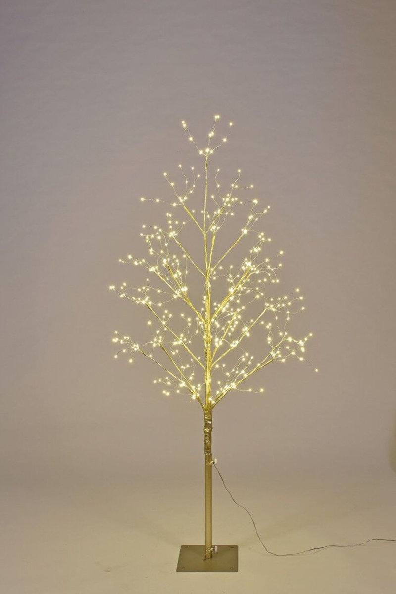 4 ft. LED Branch Christmas Trees, Warm White & Gold