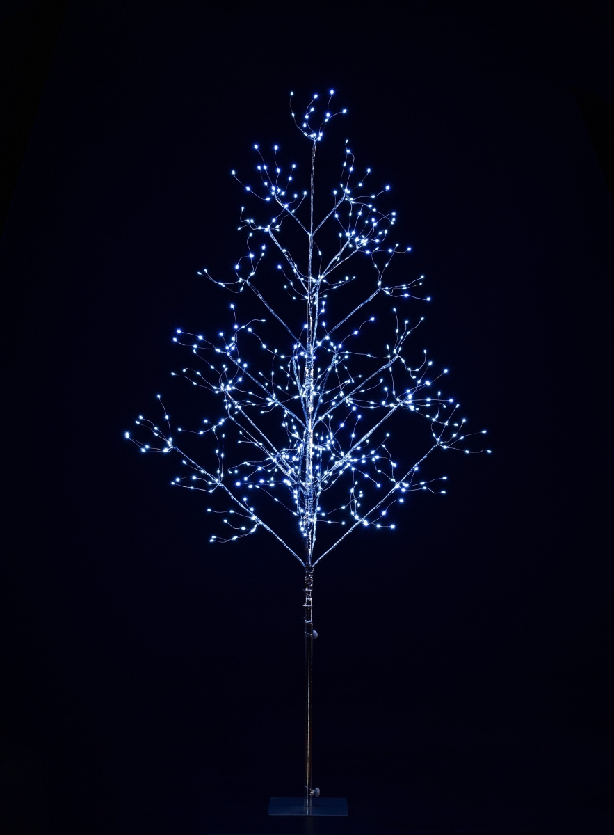 5 in. LED Branch Christmas Trees, Silver & Pure White