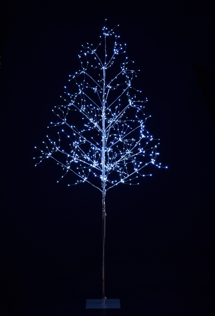 6 ft. LED Branch Christmas Trees, Silver & Pure White