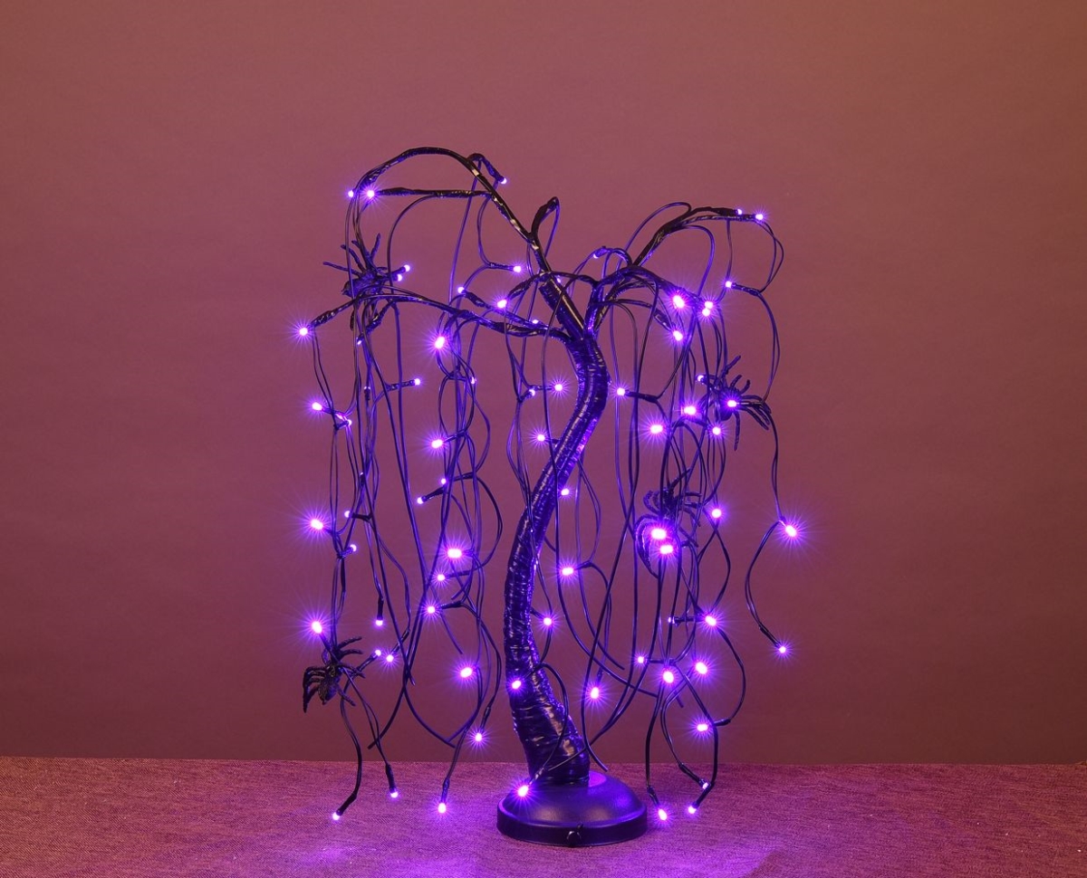 2 ft. LED Halloween Willow Bonsai Christmas Trees, Purple