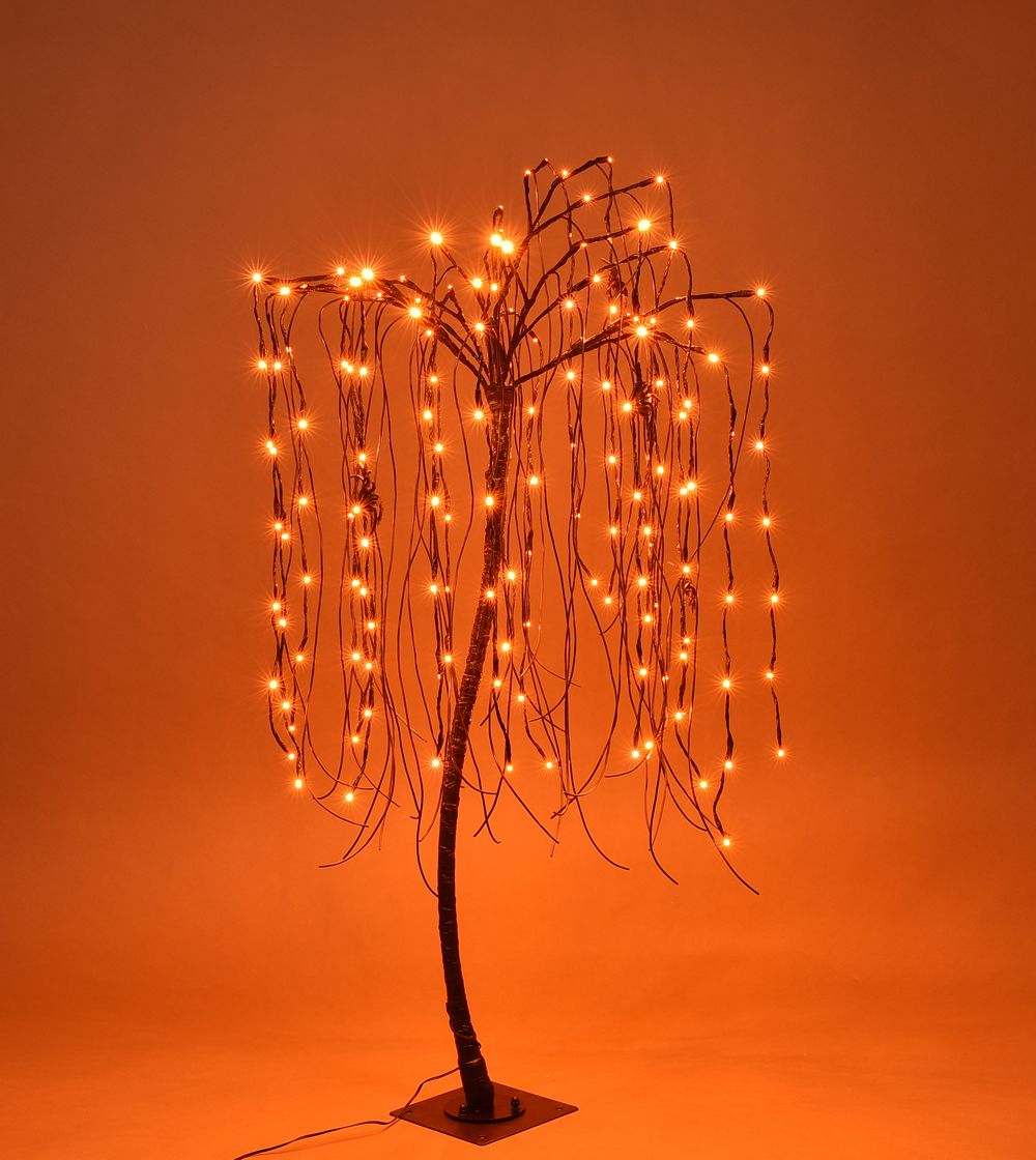 4 ft. LED Halloween Willow Christmas Trees, Orange