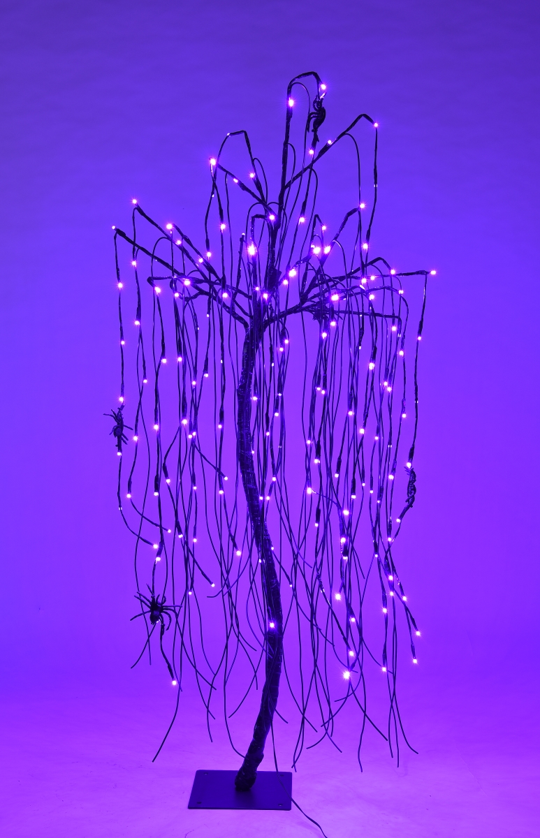 4 ft. Halloween Willow Tree with Purple LED, Black