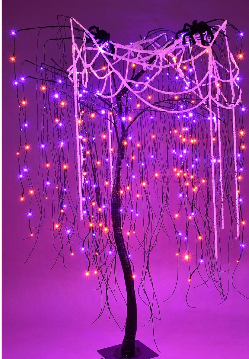7 ft. LED Halloween Willow Christmas Trees, Purple & Orange