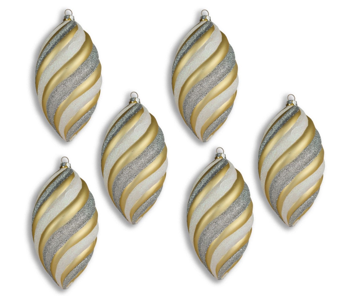 6 in. Treasure Collection Teardrop Ornament, Gold & Silver - Pack of 6