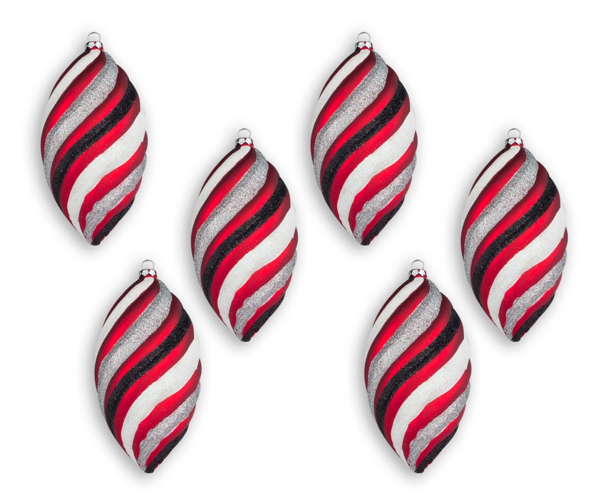6 in. Modern Collection Teardrop Ornament, Red & Black - Pack of 6