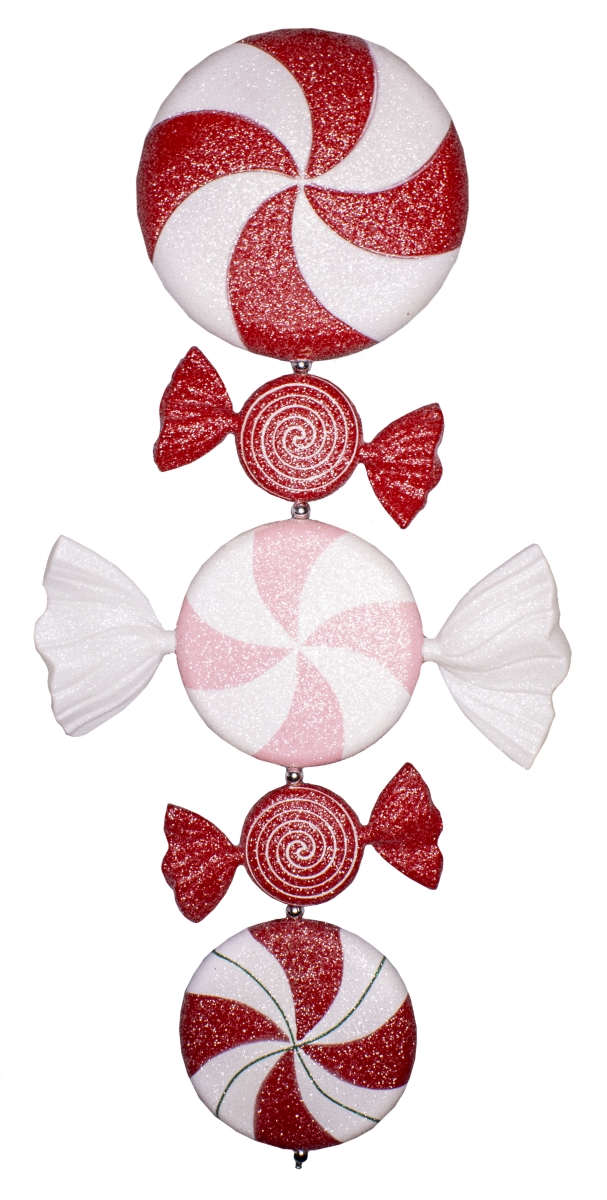 ORN-26-CDY 26 in. Finial Ornament - Red, White & Pink