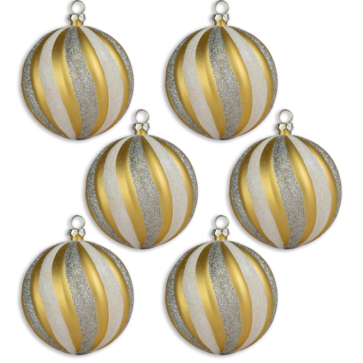 70 mm x 2.75 in. Swirl Ball Ornament, Gold & Silver - Pack of 6