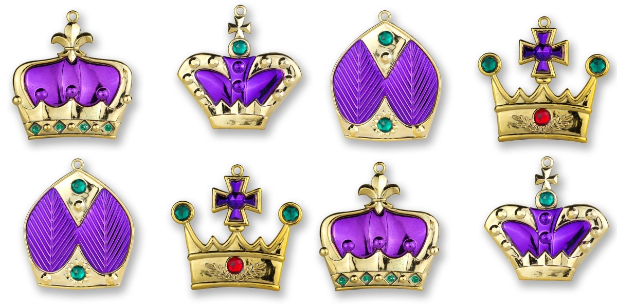 Crown Ornament, Purple - Pack of 8
