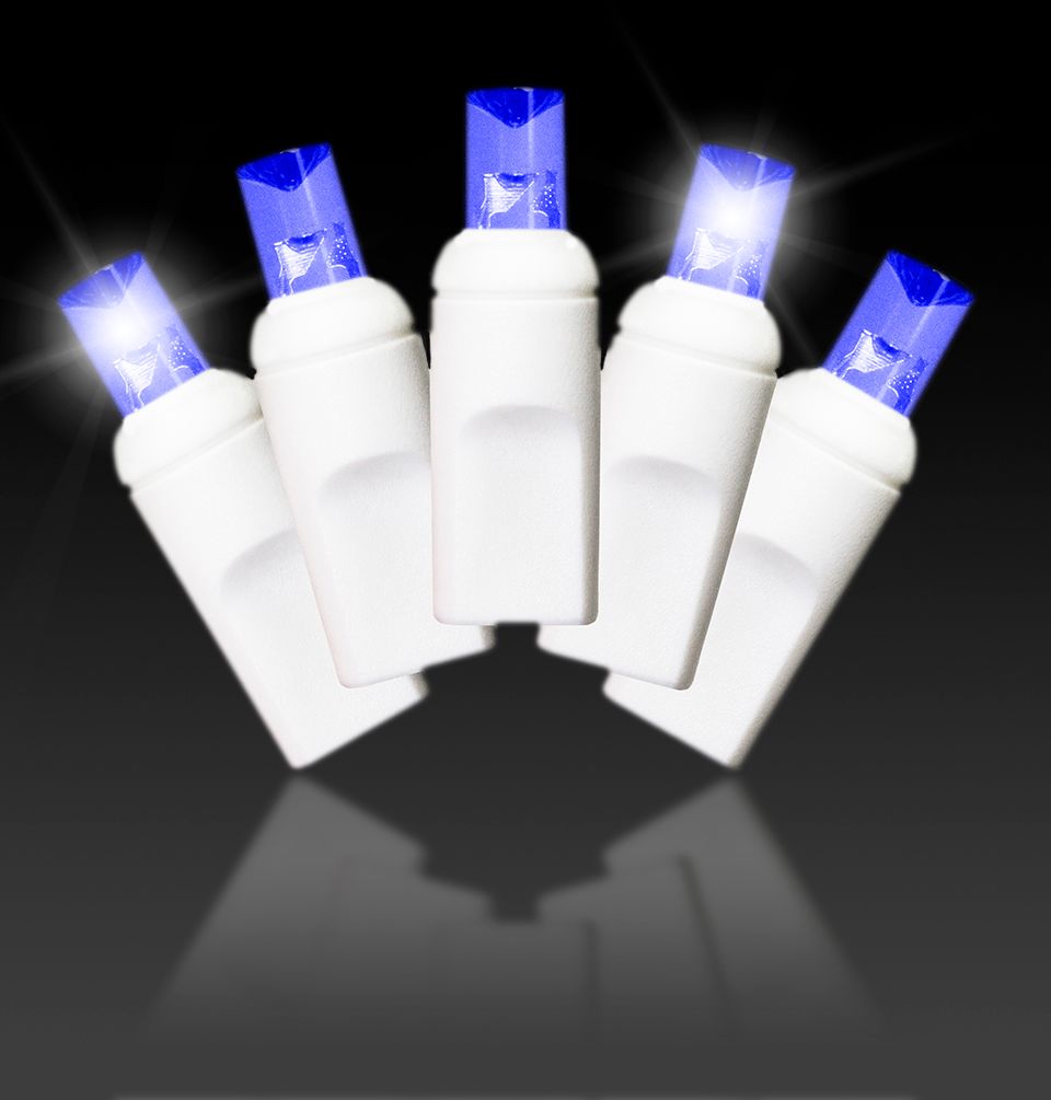 5 mm x 0.25 in. Twinkle LED Lights with 4 in. Spacing Wire, Blue & White - 50 Count