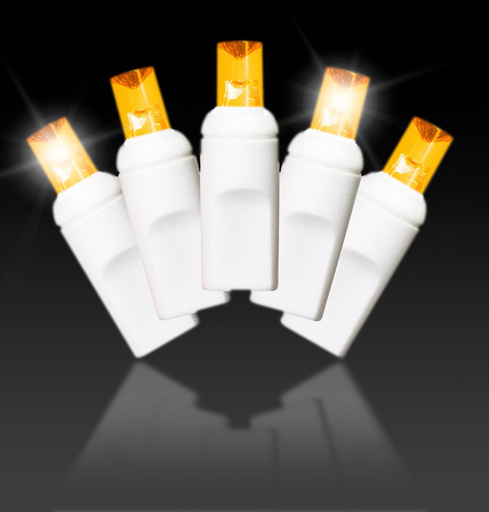 5 mm x 0.25 in. Twinkle LED Lights with 6 in. Spacing Wire, Orange & White - 50 Count
