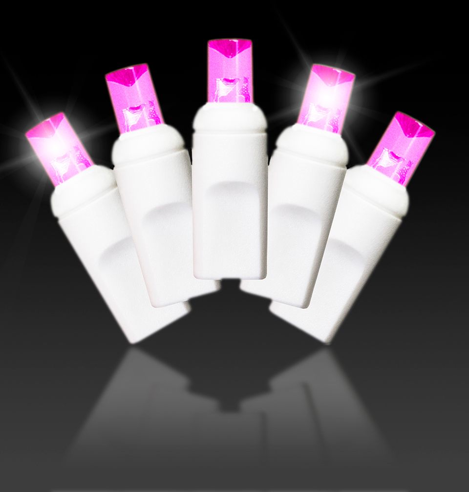 5 mm x 0.25 in. Twinkle LED Lights with 6 in. Spacing Wire, Pink & White - 50 Count