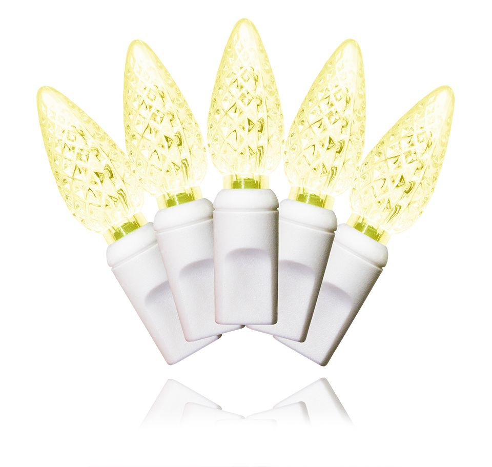C6 LED Lights with 4 in. Spacing Wire, Warm White & White - 70 Count