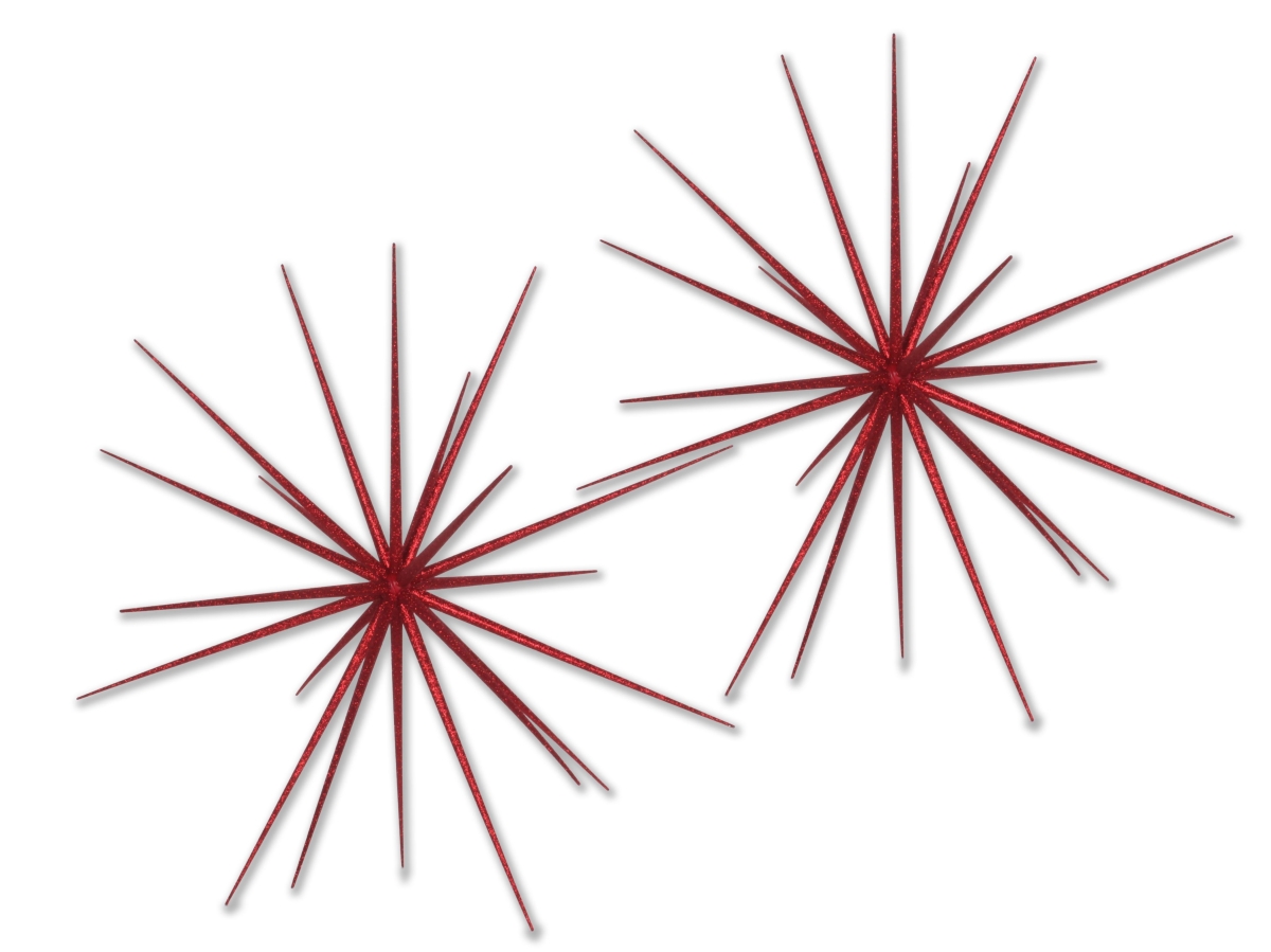23 in. Glittered Starburst Ornament, Red - Pack of 2