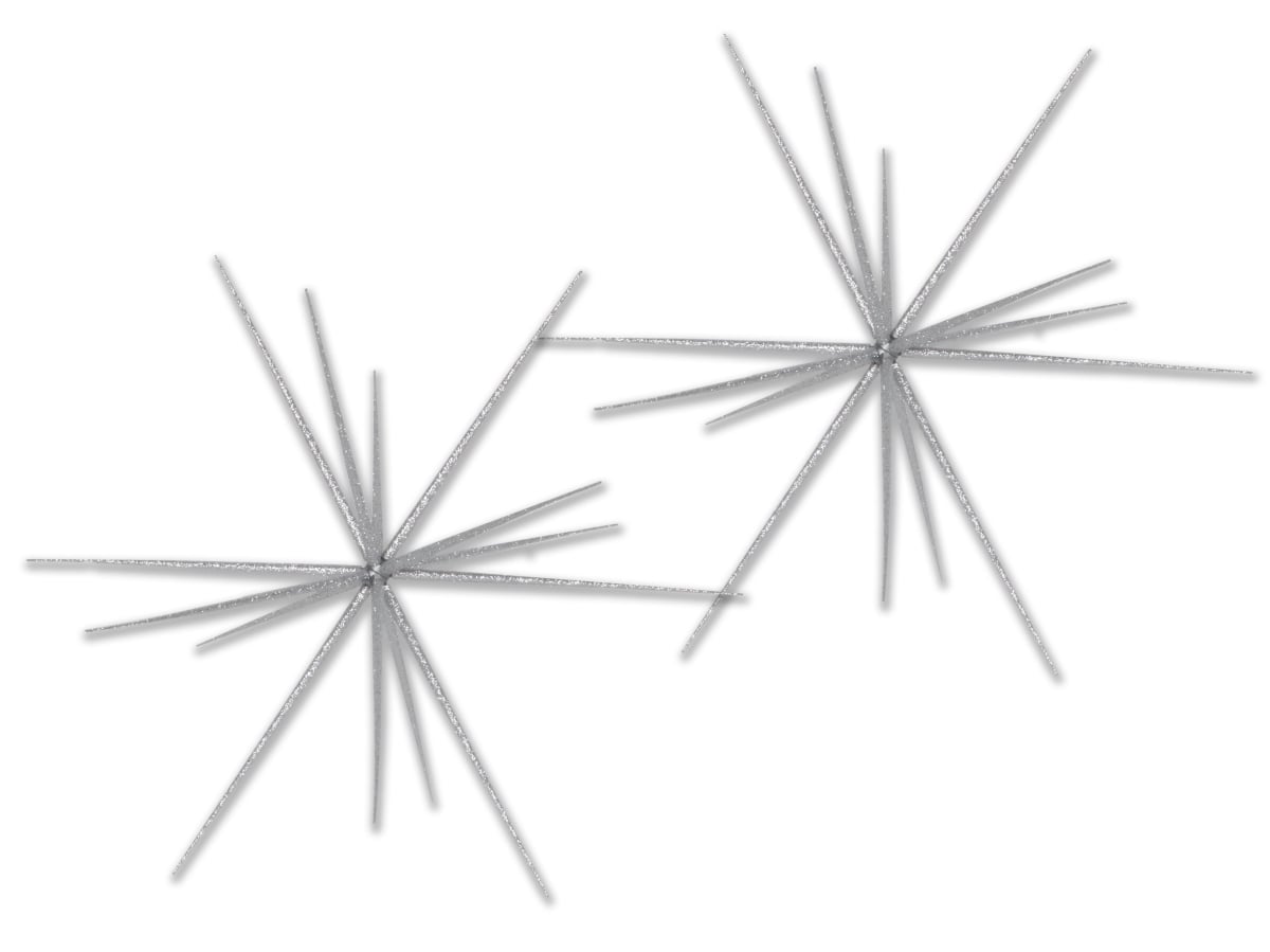 23 in. Glittered Starburst Ornament, Silver - Pack of 2