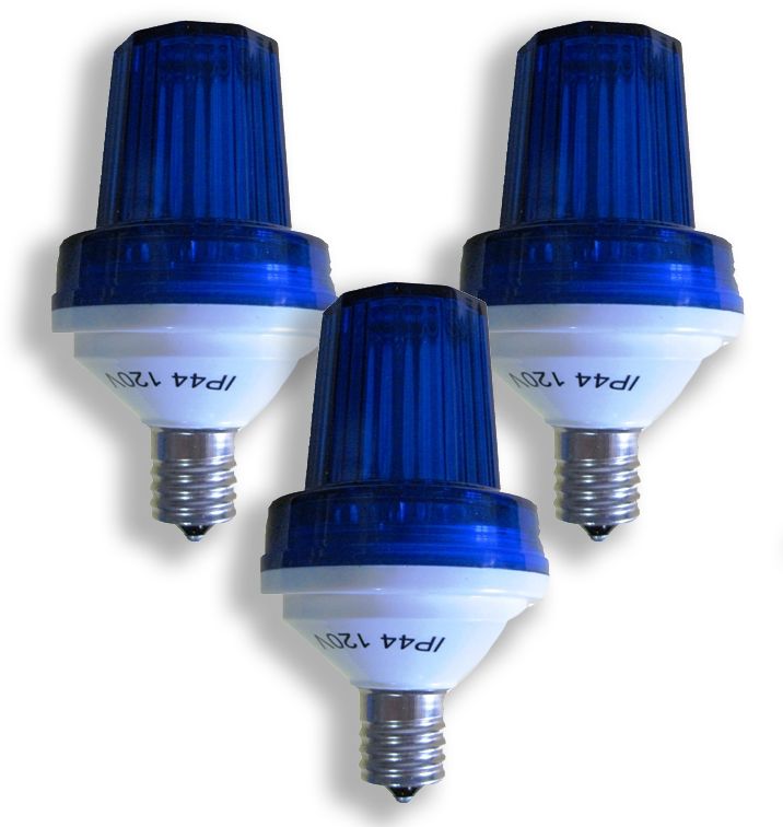 1W E17 Base Blue Lens 180 Flash & Minute LED Bulb, Blue - Pack of 3
