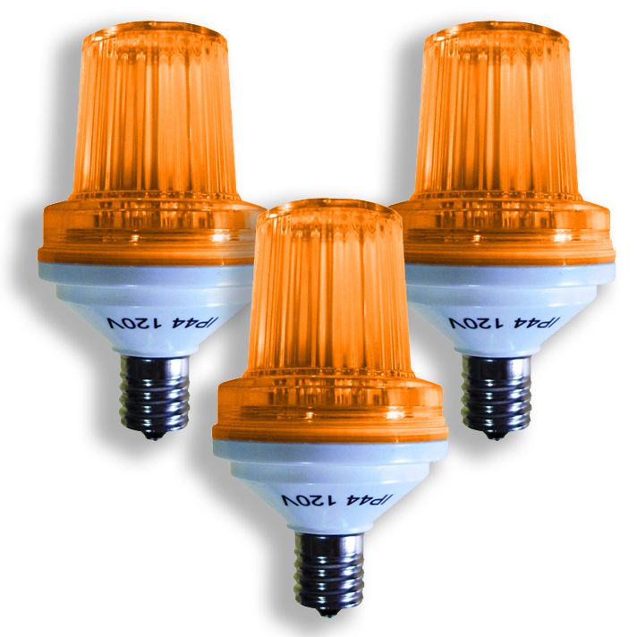 STROBE-OR-E17-3PK 1W E17 Base Orange Lens 180 Flash & Minute LED Bulb, Orange - Pack of 3
