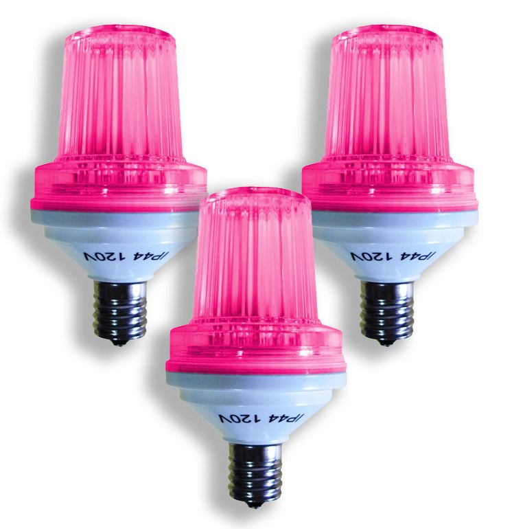 1W E17 Base Pink Lens 180 Flash & Minute LED Bulb, Pink - Pack of 3