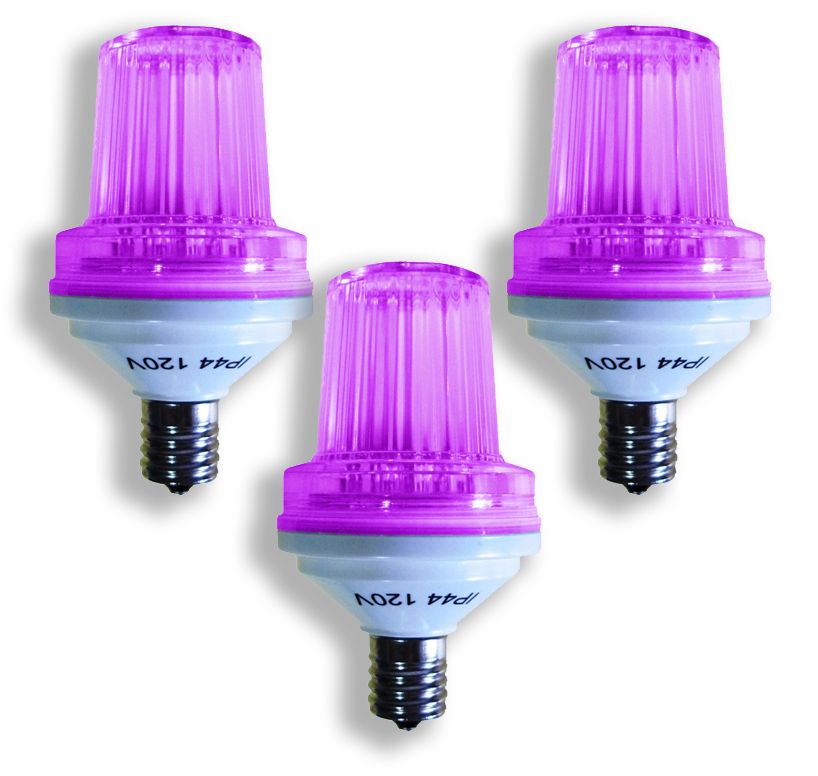 STROBE-PU-E17-3PK 1W E17 Base Purple Lens 180 Flash & Minute LED Bulb, Purple - Pack of 3