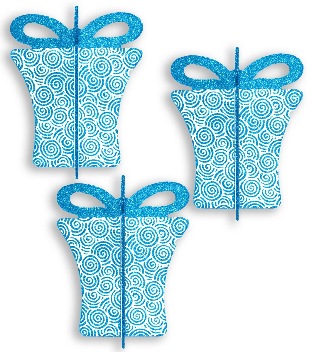 Picture of Queens of Christmas 3D-GIFT-08-AQWH-3PK 8 in. 3D Christmas Gift Box&#44; Aqua & White - Pack of 3