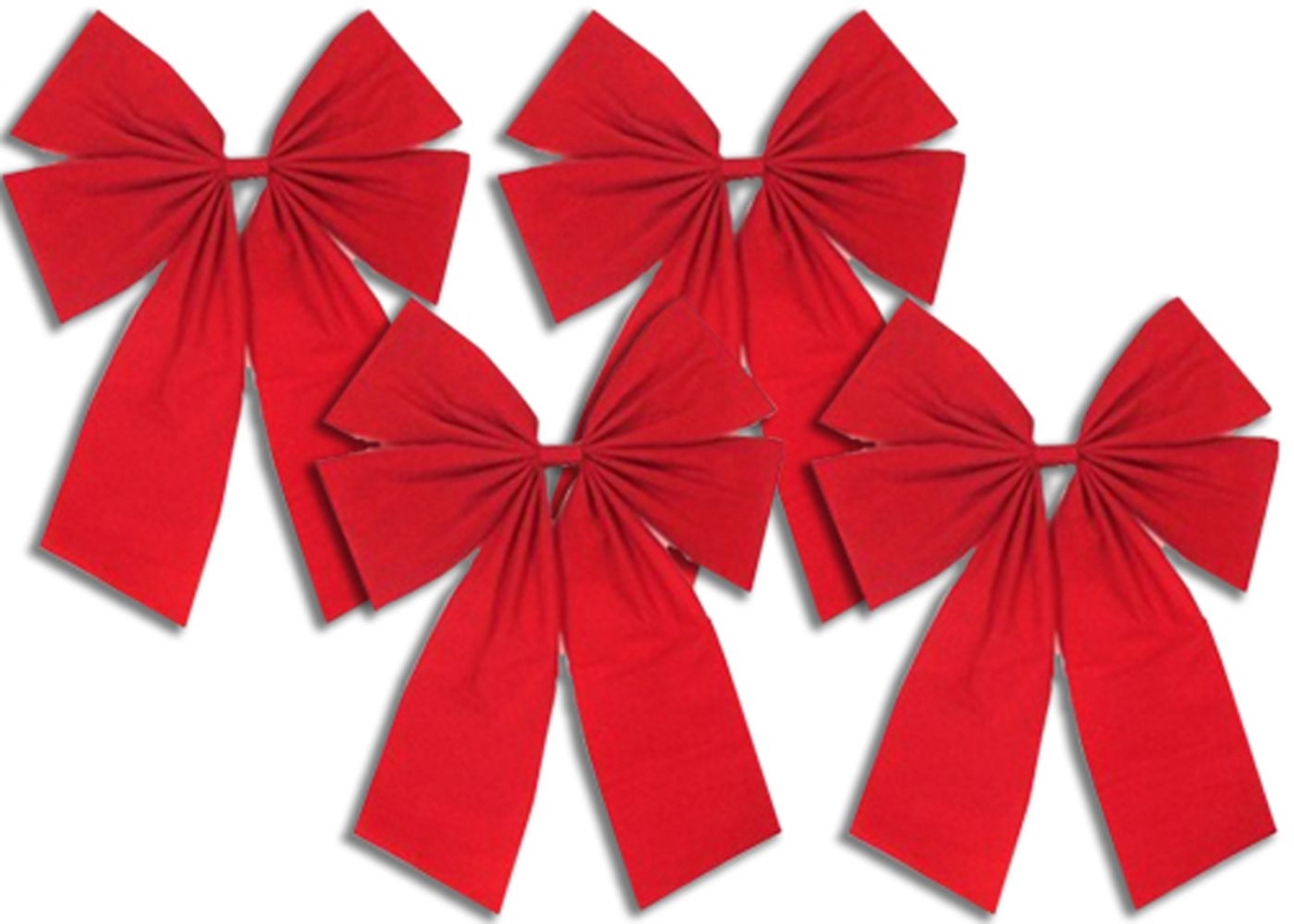 15.7 in. Velvet Bows, Red - Pack of 4
