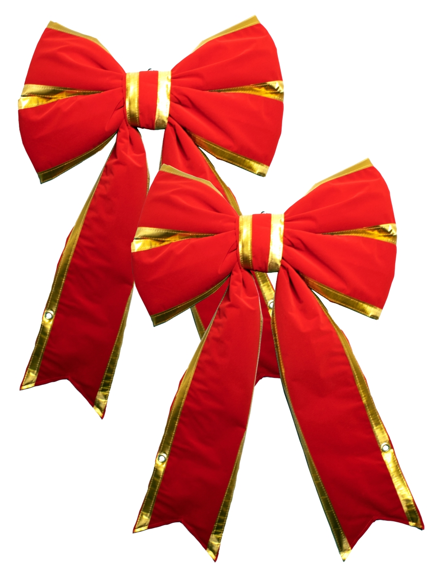 18 in. Christmas Bow with Gold Trim, Red - Pack of 2