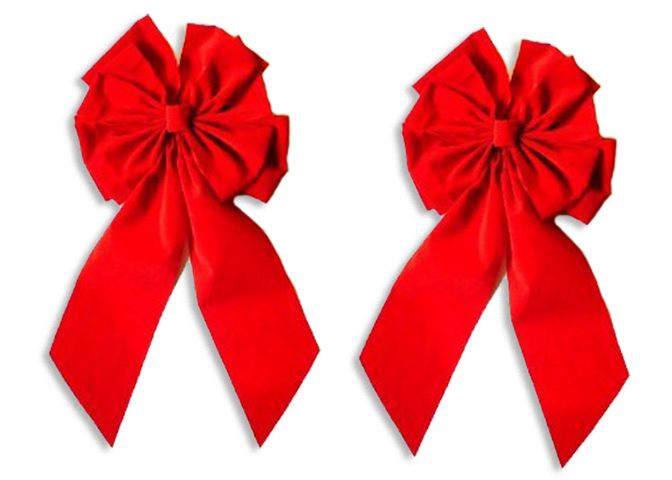 23 in. Christmas Velvet Bow, Red - Pack of 2