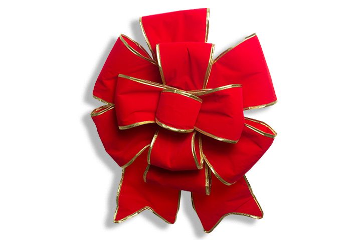 24 in. Christmas Puffed Bow with Gold Trim, Red