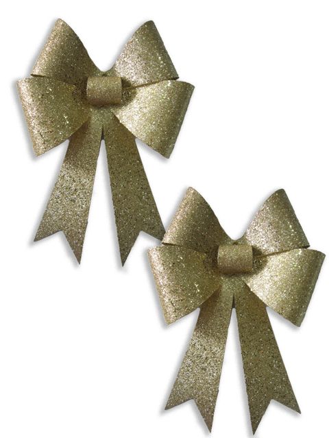18 in. PVC Glitter Bow, Gold - Pack of 2