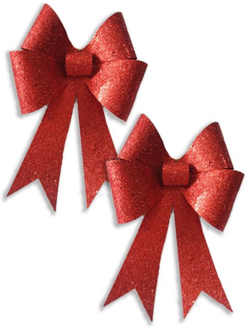 18 in. PVC Bow Glitter, Red - Pack of 2