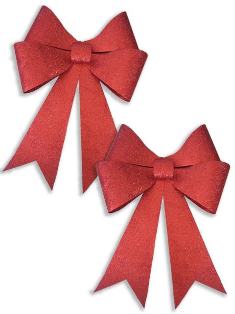 24 in. PVC Glitter Bow, Red - Pack of 2