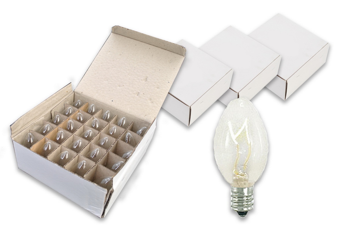 C7 Dimmable Incandescent E12 Base Bulbs, Clear - Pack of 100