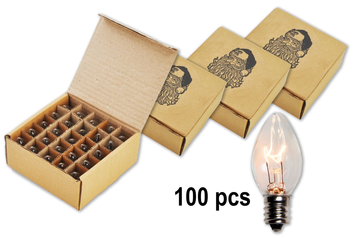 C7 Incandescent Dimmable E12 Base Bulbs, Transparent Green - Pack of 100