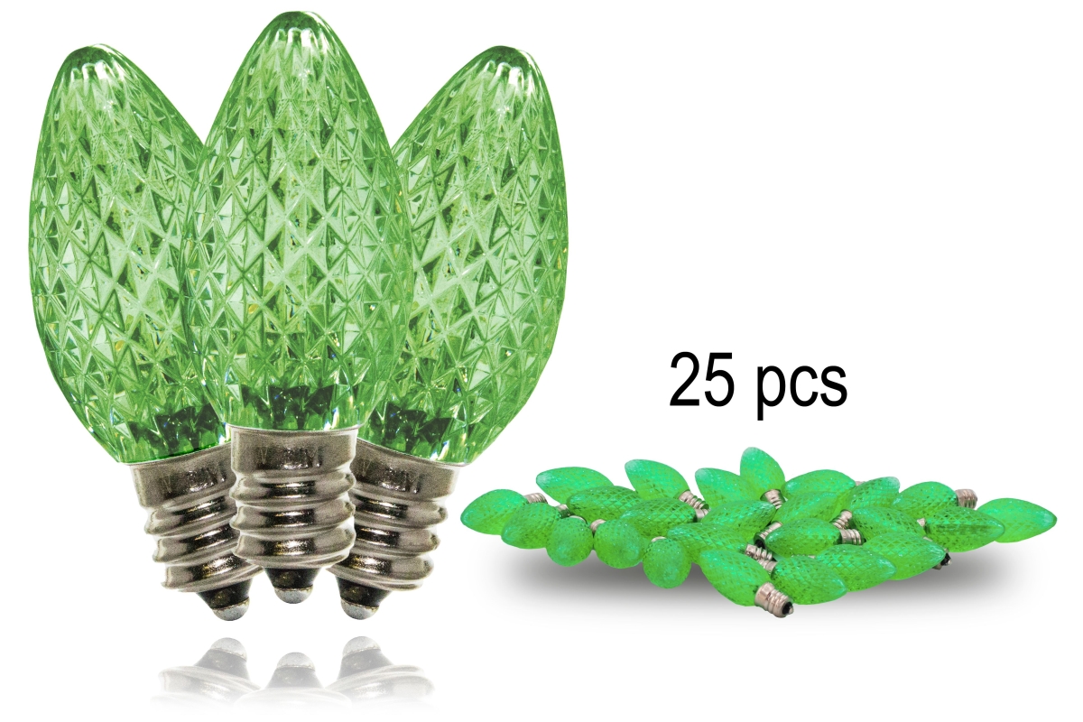 C7 Dimmable SMD LED Retrofit Bulbs, Green - Pack of 25