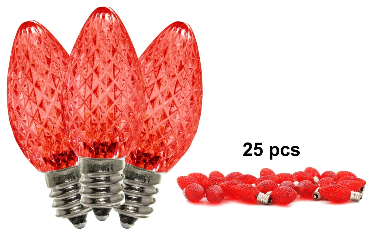 C7 Dimmable SMD LED Retrofit Bulbs, Red - Pack of 25