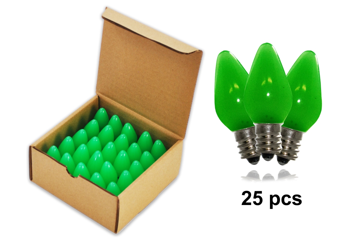 C7 Frosted Dimmable SMD LED Retrofit Bulbs, Green - Pack of 25