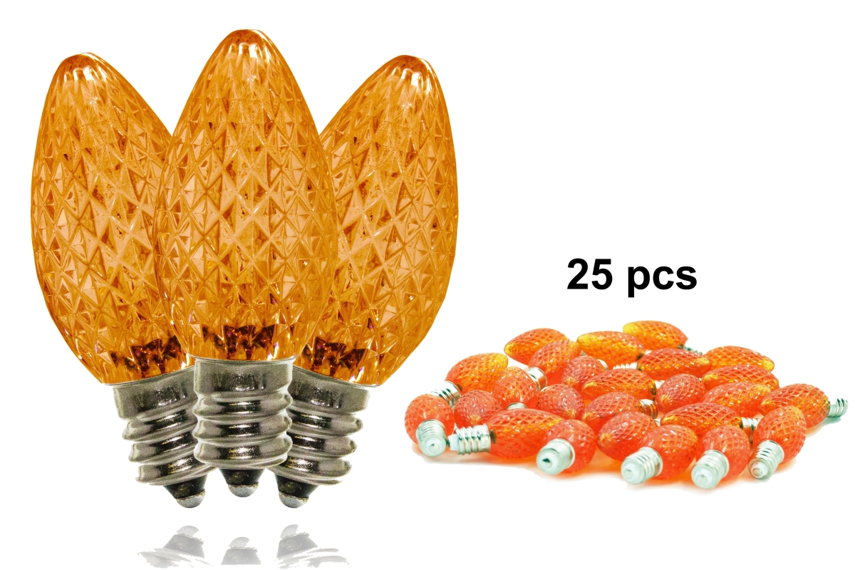 C7 Dimmable SMD LED Retrofit Lamp Bulbs, Orange - Pack of 25