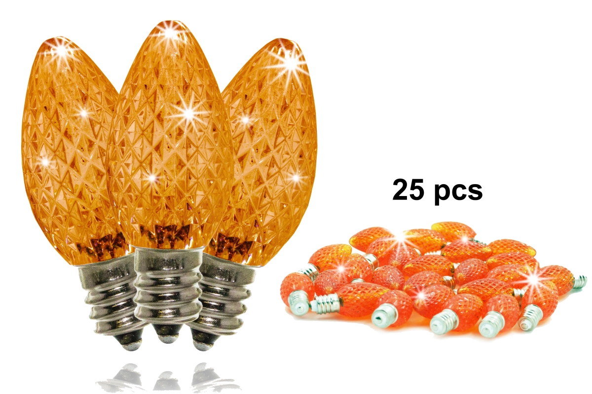 C7-SMD-RETRO-OR-TW-25 C7 Twinkle Dimmable SMD LED Retrofit Bulbs, Orange - Pack of 25