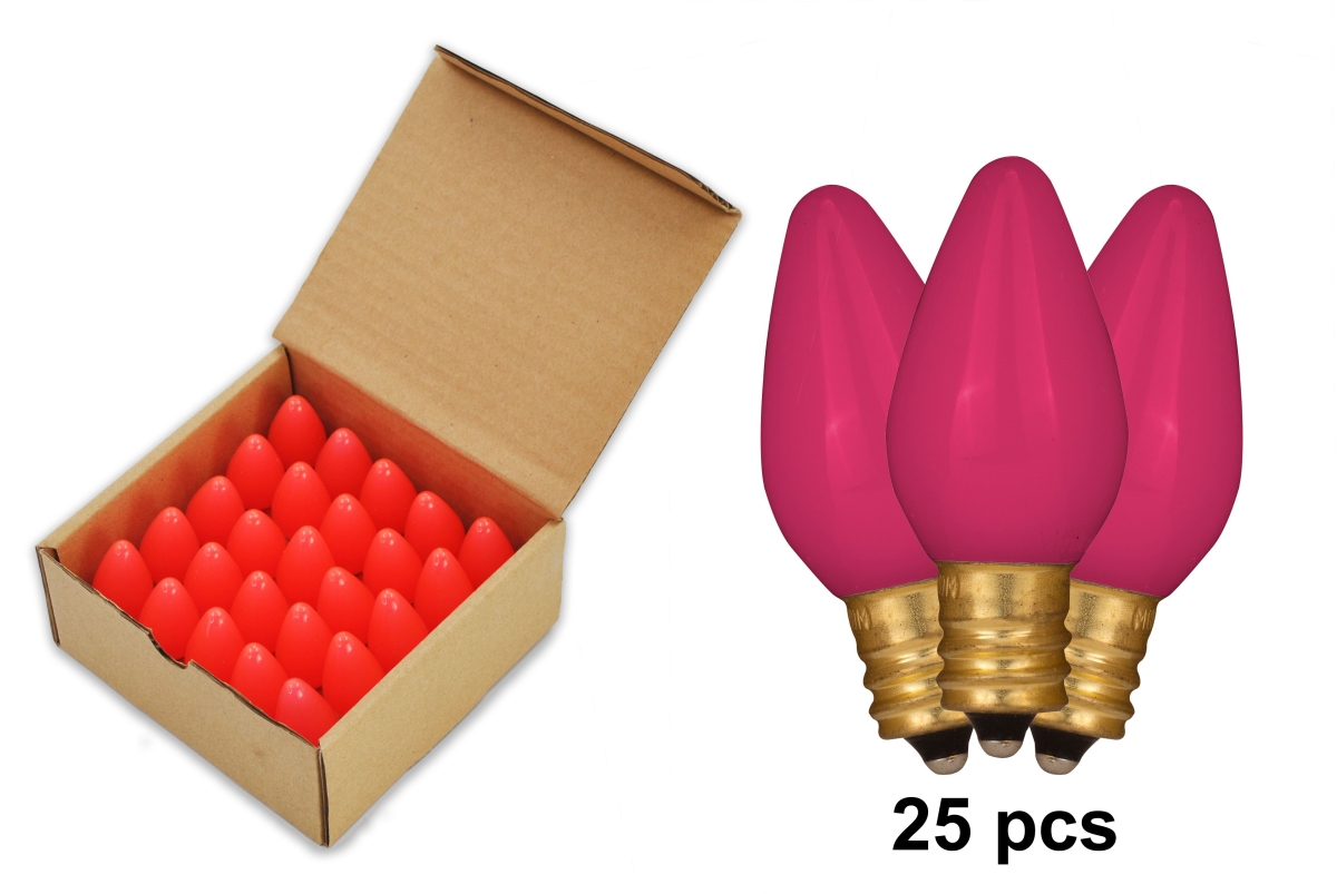 C7 Frosted Dimmable SMD LED Retrofit Bulbs, Pink - Pack of 25