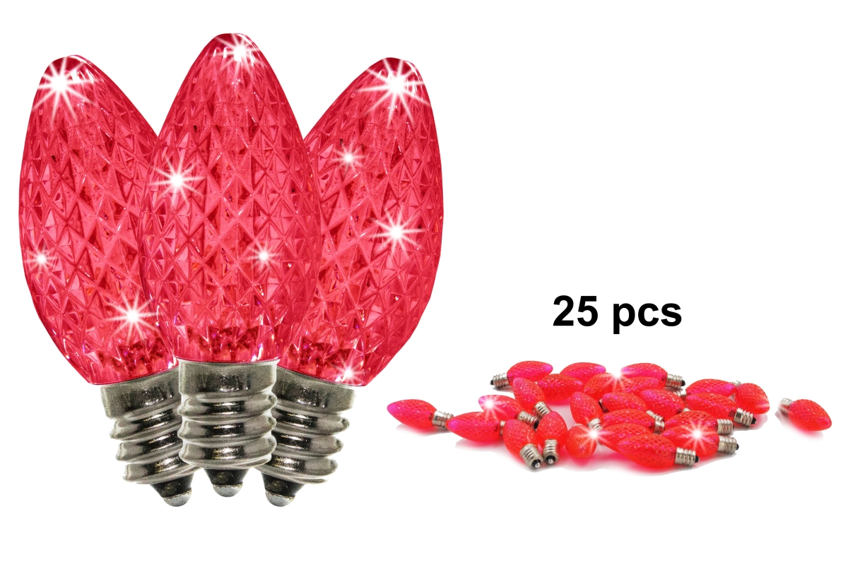 C7 Twinkle Dimmable SMD LED Retrofit Bulbs, Pink - Pack of 25