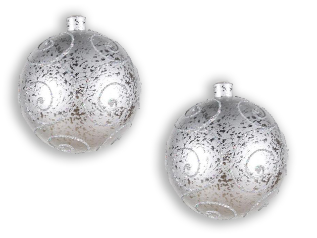 120 mm Glitter Ornament Ball, Silver - Pack of 2