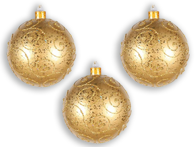 140 mm Glitter Ornament Ball, Gold - Pack of 3