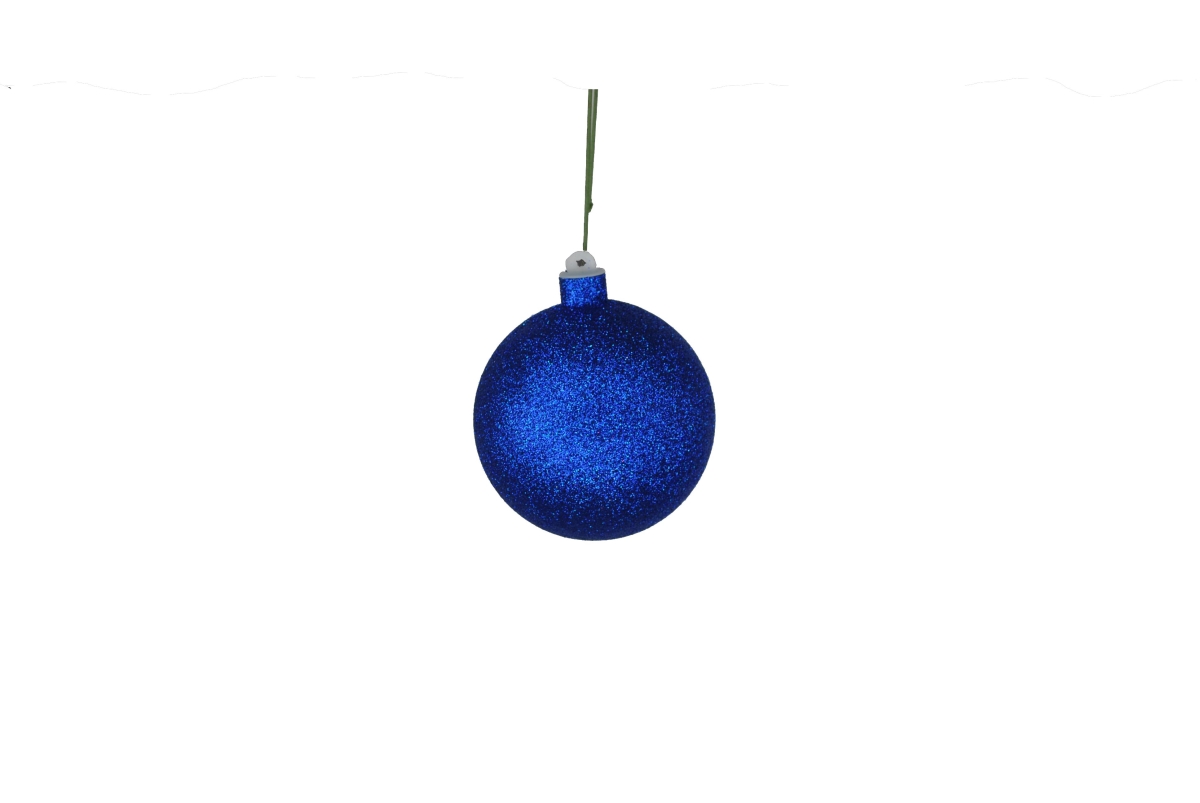 4 in. Glitter Ball Ornament with Wire, Blue - Pack of 12