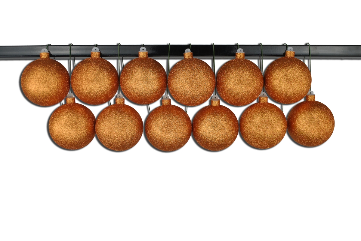4 in. Glitter Ball Ornament with Wire, Copper - Pack of 12