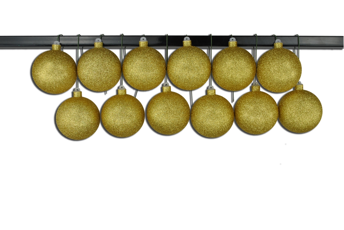 ORN-BLKG-100-GO-12PK 4 in. Glitter Ball Ornament with Wire, Gold - Pack of 12