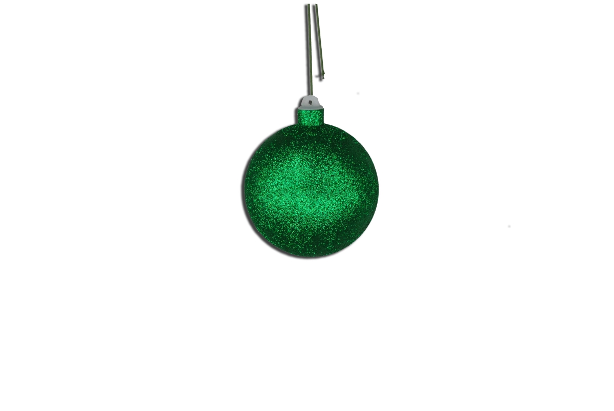 4 in. Glitter Ball Ornament with Wire, Green - Pack of 12