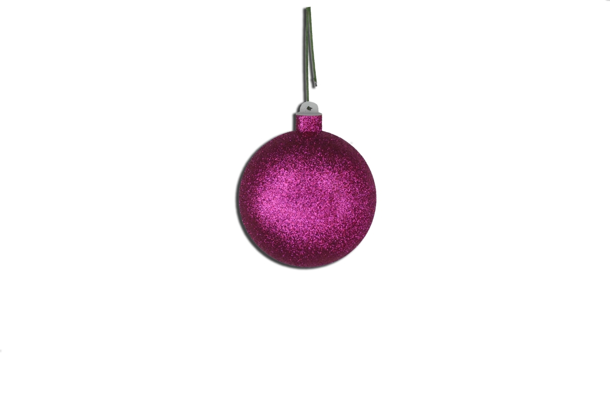 4 in. Glitter Ball Ornament with Wire, Pink - Pack of 12