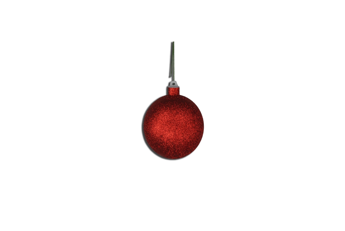 4 in. Glitter Ball Ornament with Wire, Red - Pack of 12