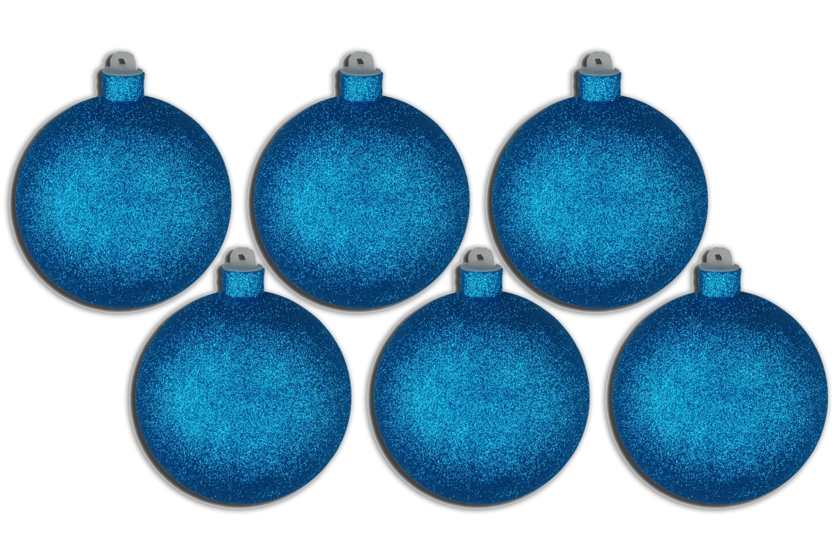 5 in. Glitter Ball Ornament with Wire, Aqua - Pack of 6